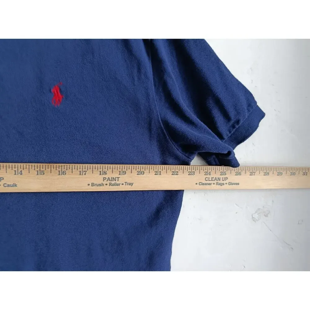 Vintage Polo Ralph Lauren Polo T Shirt Rugby Blue 90s Men’s L Size Red Pony